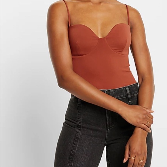 Express GreenBody Contour High Compression Bustier Bodysuit With Bra Cups NWT XL - Picture 3 of 6